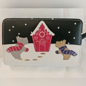 RADLEY LONDON Black and White Key & Card Holder with Red House